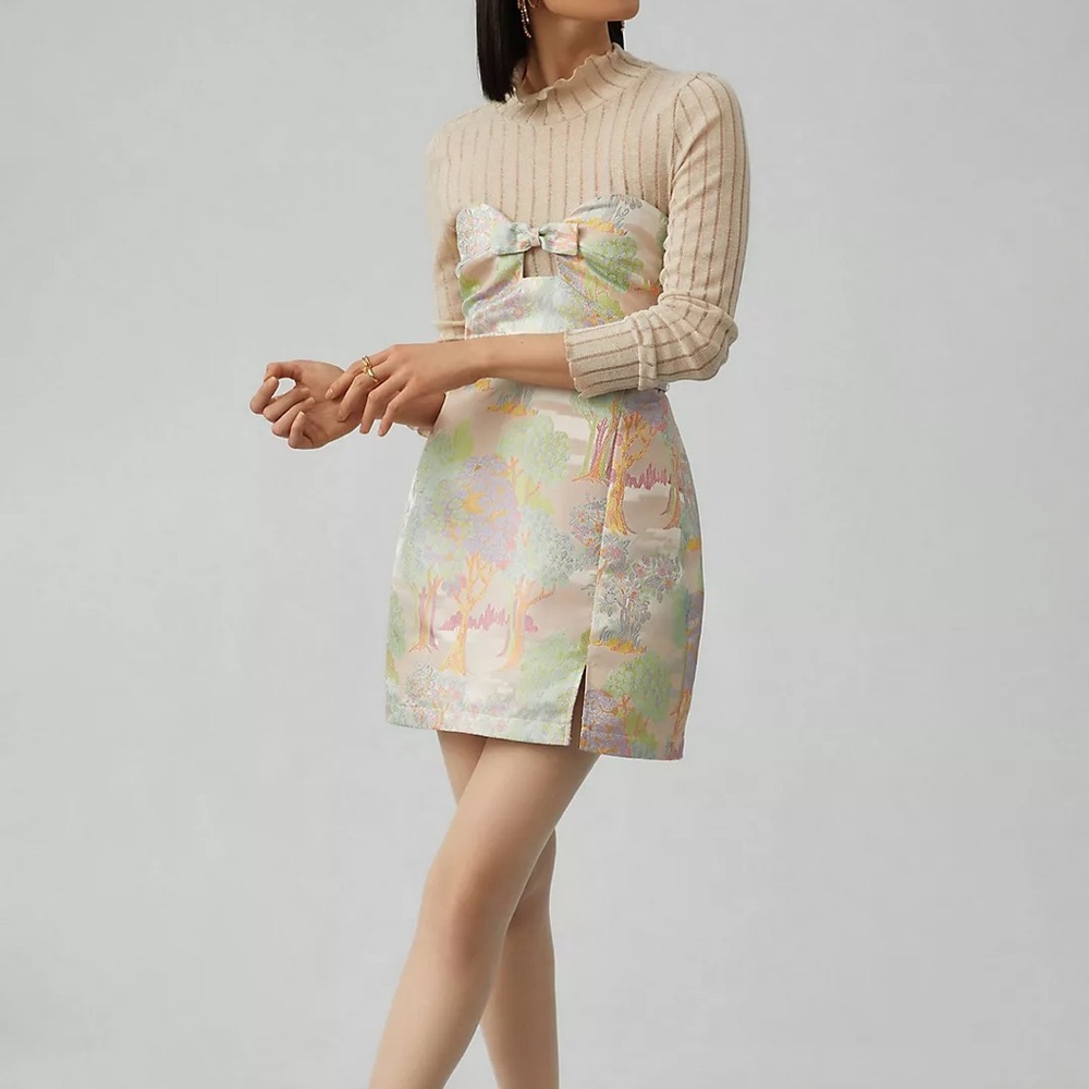 Anthropologie// Maeve Strapless Bow Mini Dress